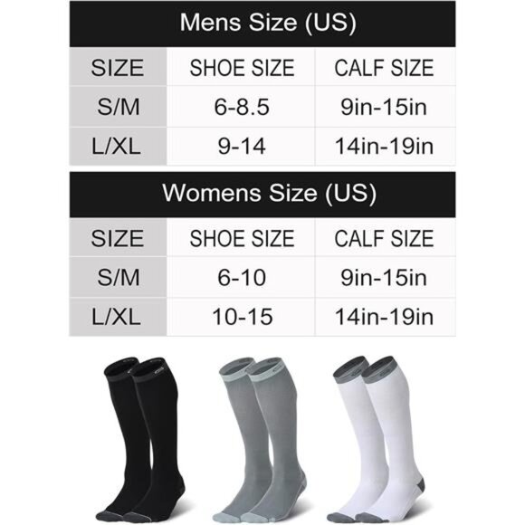 3 Pairs Compression Socks for Men and Women 20-30mmHg Running - Picture 2 of 7